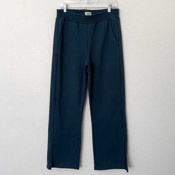 [Pact] Celestial Teal Wide Leg High Rise Sweatpants Courtside Fleece Sz Large L - Picture 12 of 12